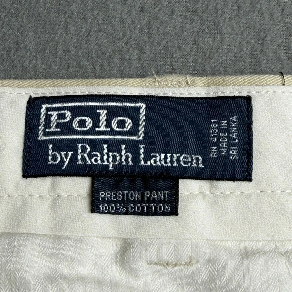 Polo Ralph Lauren Preston Pant Mens 40x30 Khaki Tan Cotton Chino Straight Leg